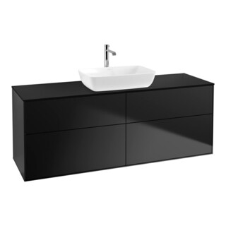 V&B Waschtischunterschrank Wandbeleuchtung Finion 160x60cm, Abd.-Pl. bla m, bla m lacquer