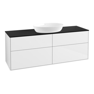V&B Waschtischunterschrank Wandbeleuchtung Finion 160x60cm, Abd.-Pl. bla m, glo wh. Lac