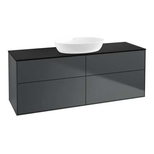 V&B Waschtischunterschrank Wandbeleuchtung Finion 160x60cm, Abd.-Pl. bla m, md bl. m Lac