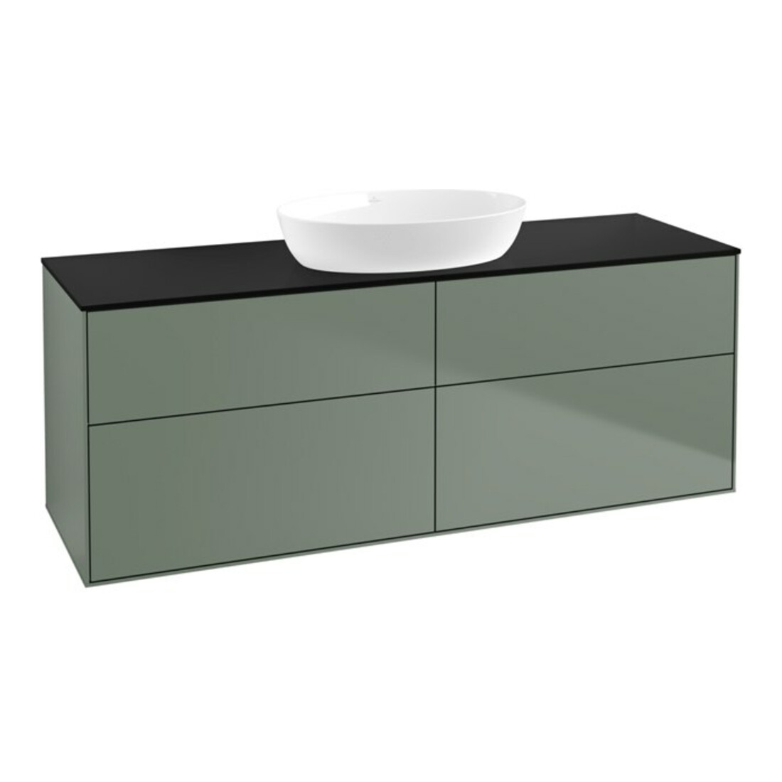 V&B Waschtischunterschrank Wandbeleuchtung Finion 160x60cm, Abd.-Pl. bla m, Oli. m Lacquer