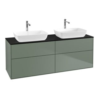 V&B Waschtischunterschrank Wandbeleuchtung Finion 160x60cm, Abd.-Pl. bla m, Oli. m Lacquer