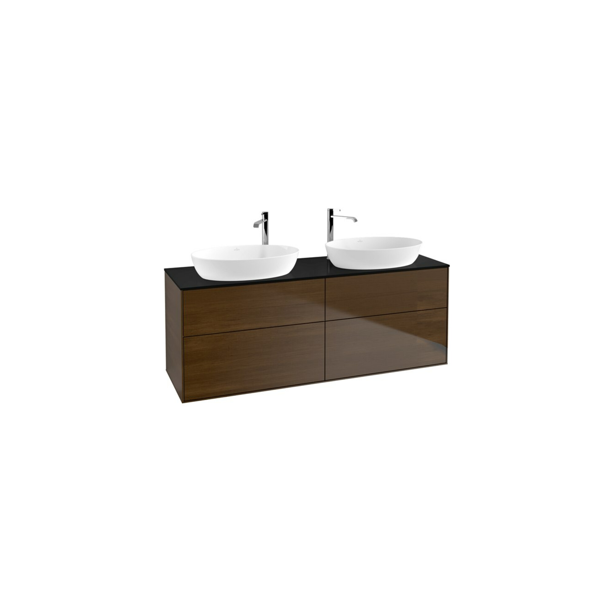 V&B Waschtischunterschrank Wandbeleuchtung Finion 160x60cm, Abd.-Pl. bla m, Walnut veneer ; Villeroy & Boch
