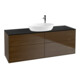 V&B Waschtischunterschrank Wandbeleuchtung Finion 160x60cm, Abd.-Pl. bla m, Walnut veneer-1