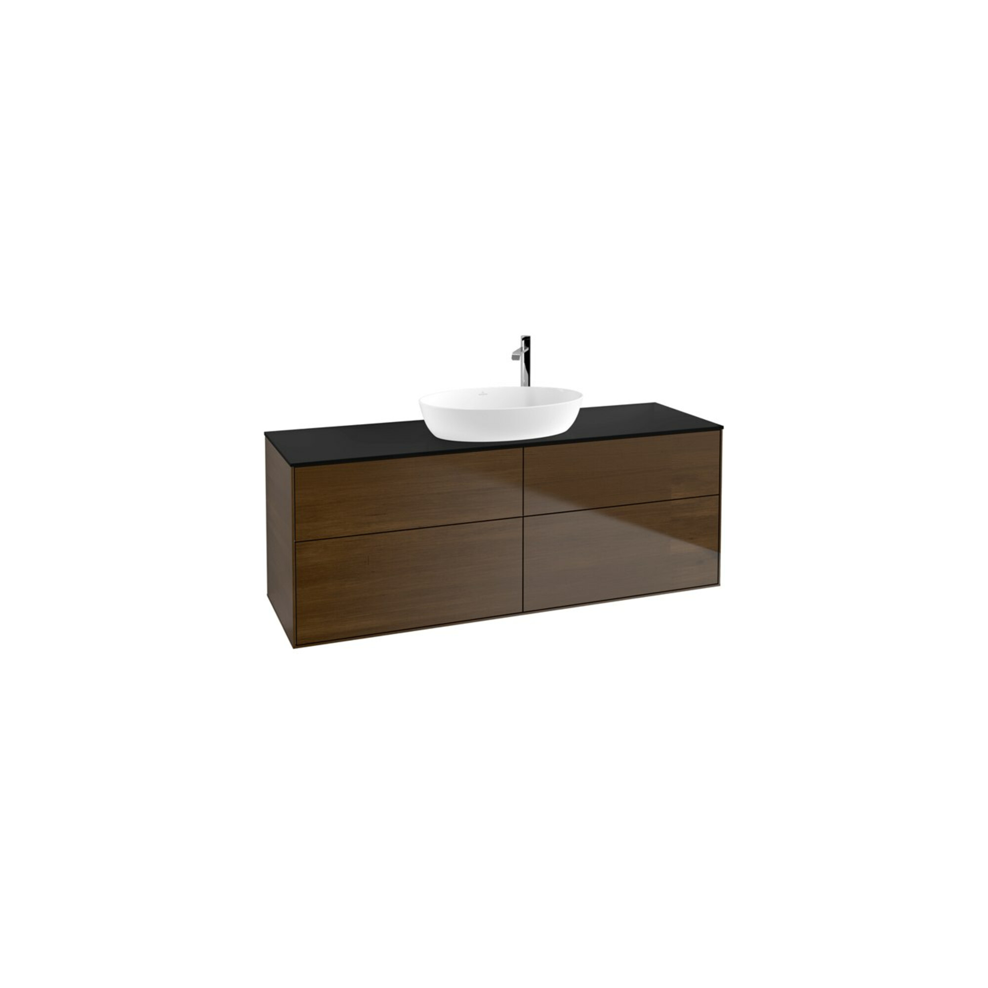 V&B Waschtischunterschrank Wandbeleuchtung Finion 160x60cm, Abd.-Pl. bla m, Walnut veneer ; Villeroy & Boch