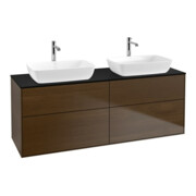 V&B Waschtischunterschrank Wandbeleuchtung Finion 160x60cm, Abd.-Pl. bla m, Walnut veneer