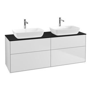 V&B Waschtischunterschrank Wandbeleuchtung Finion 160x60cm, Abd.-Pl. bla m, wh. m lacquer