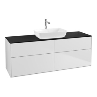 V&B Waschtischunterschrank Wandbeleuchtung Finion 160x60cm, Abd.-Pl. bla m, wh. m lacquer