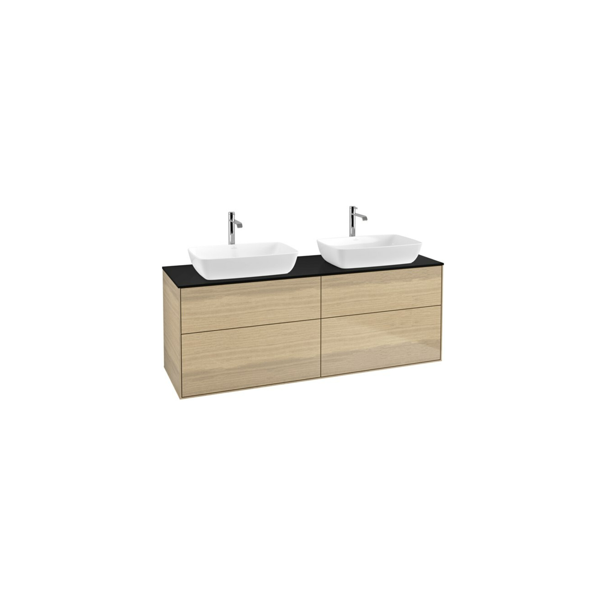 V&B Waschtischunterschrank Wandbeleuchtung Finion 160x60cm, Abd.-Pl. bla matt, Oak Veneer ; Villeroy & Boch