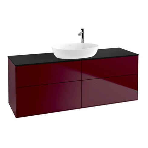 V&B Waschtischunterschrank Wandbeleuchtung Finion 160x60cm, Abd.-Pl. bla matt, Peony Matt