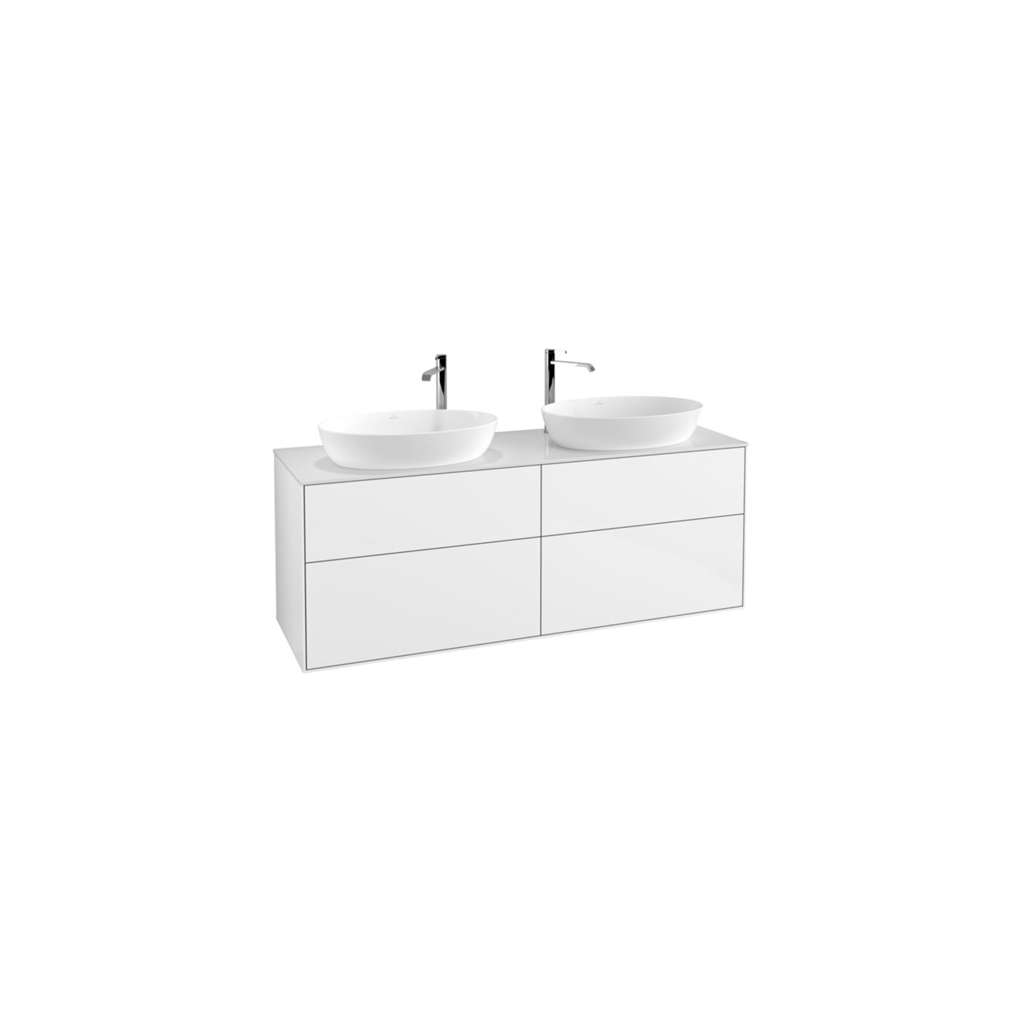 V&B Waschtischunterschrank Wandbeleuchtung Finion 160x60cm, Abd.-Pl. wh. m, glo wh. Lac ; Villeroy & Boch