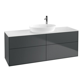V&B Waschtischunterschrank Wandbeleuchtung Finion 160x60cm, Abd.-Pl. wh. m, md bl. m Lac