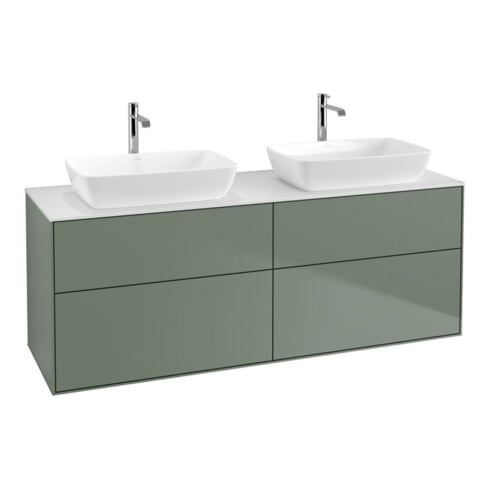 V&B Waschtischunterschrank Wandbeleuchtung Finion 160x60cm, Abd.-Pl. wh. m, Oli. m Lacquer