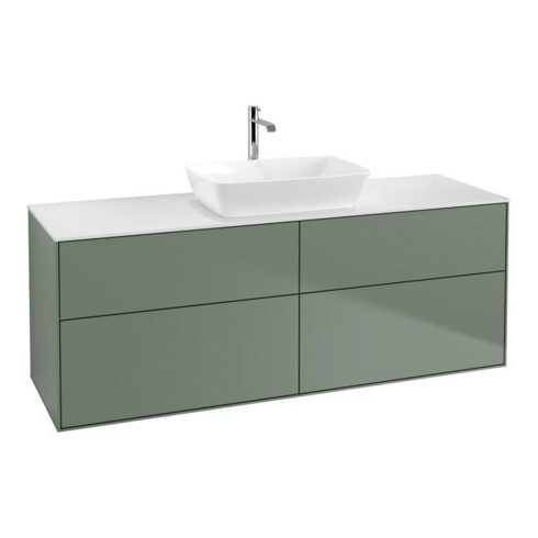 V&B Waschtischunterschrank Wandbeleuchtung Finion 160x60cm, Abd.-Pl. wh. m, Oli. m Lacquer
