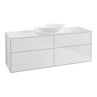V&B Waschtischunterschrank Wandbeleuchtung Finion 160x60cm, Abd.-Pl. wh. m, wh. m lacquer