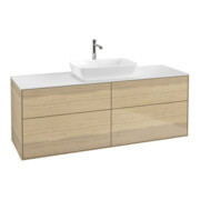 V&B Waschtischunterschrank Wandbeleuchtung Finion 160x60cm, Abd.-Pl. wh. matt, Oak Veneer