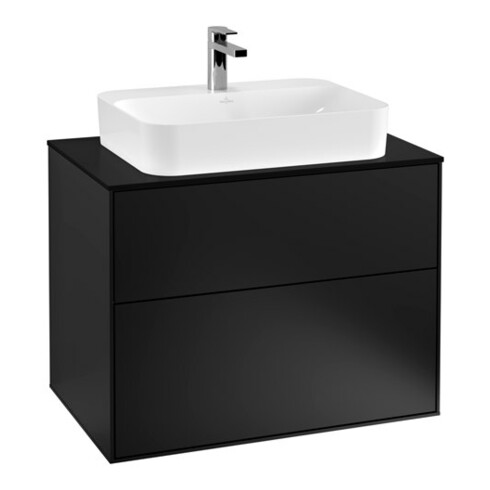 V&B Waschtischunterschrank Wandbeleuchtung Finion 80x60,3cm, Abd.-Pl. bla m, bla m lacquer