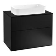 V&B Waschtischunterschrank Wandbeleuchtung Finion 80x60,3cm, Abd.-Pl. bla m, bla m lacquer