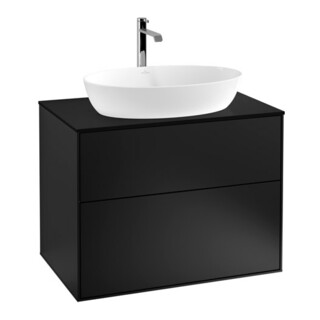 V&B Waschtischunterschrank Wandbeleuchtung Finion 80x60,3cm, Abd.-Pl. bla m, bla m lacquer