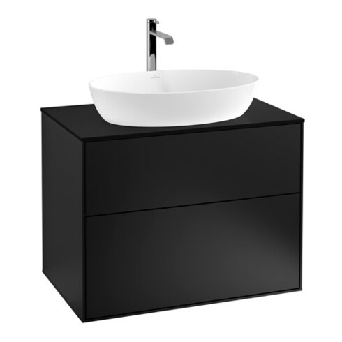 V&B Waschtischunterschrank Wandbeleuchtung Finion 80x60,3cm, Abd.-Pl. bla m, bla m lacquer