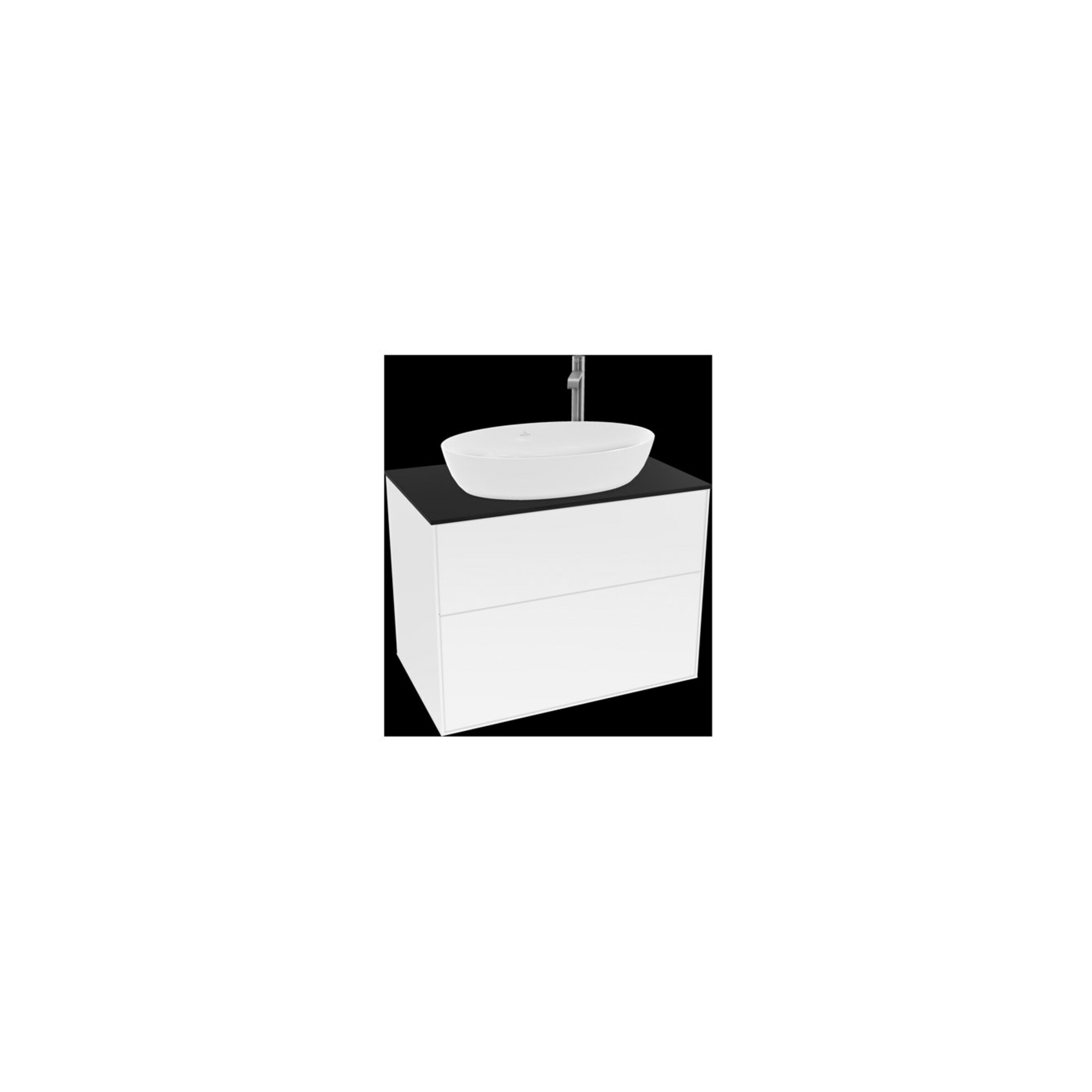 V&B Waschtischunterschrank Wandbeleuchtung Finion 80x60,3cm, Abd.-Pl. bla m, glo wh. Lac ; Villeroy & Boch