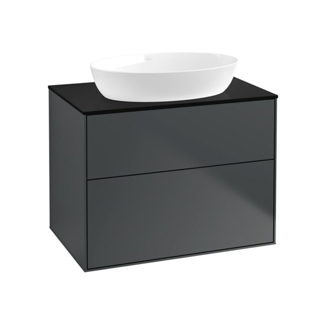 V&B Waschtischunterschrank Wandbeleuchtung Finion 80x60,3cm, Abd.-Pl. bla m, md bl. m Lac