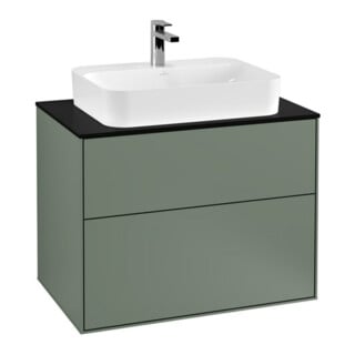 V&B Waschtischunterschrank Wandbeleuchtung Finion 80x60,3cm, Abd.-Pl. bla m, Oli. m Lac