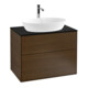 V&B Waschtischunterschrank Wandbeleuchtung Finion 80x60,3cm, Abd.-Pl. bla m, Walnut veneer