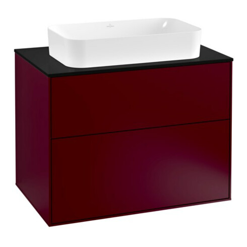 V&B Waschtischunterschrank Wandbeleuchtung Finion 80x60,3cm, Abd.-Pl. bla matt, Peony Matt
