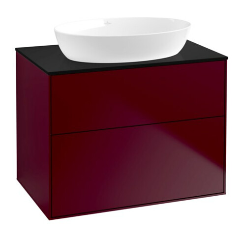 V&B Waschtischunterschrank Wandbeleuchtung Finion 80x60,3cm, Abd.-Pl. bla matt, Peony Matt