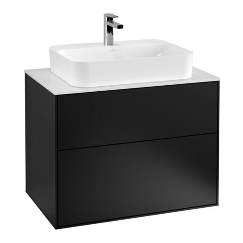 V&B Waschtischunterschrank Wandbeleuchtung Finion 80x60,3cm, Abd.-Pl. wh. m, bla m lacquer