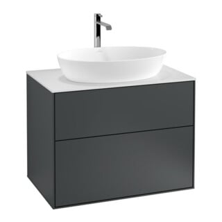 V&B Waschtischunterschrank Wandbeleuchtung Finion 80x60,3cm, Abd.-Pl. wh. m, md bl. m Lac