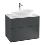 V&B Waschtischunterschrank Wandbeleuchtung Finion 80x60,3cm, Abd.-Pl. wh. m, md bl. m Lac