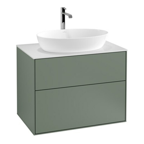 V&B Waschtischunterschrank Wandbeleuchtung Finion 80x60,3cm, Abd.-Pl. wh. m, Oli. m Lac