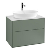 V&B Waschtischunterschrank Wandbeleuchtung Finion 80x60,3cm, Abd.-Pl. wh. m, Oli. m Lac