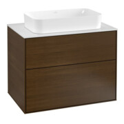 V&B Waschtischunterschrank Wandbeleuchtung Finion 80x60,3cm, Abd.-Pl. wh. m, Walnut veneer