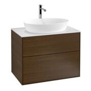 V&B Waschtischunterschrank Wandbeleuchtung Finion 80x60,3cm, Abd.-Pl. wh. m, Walnut veneer