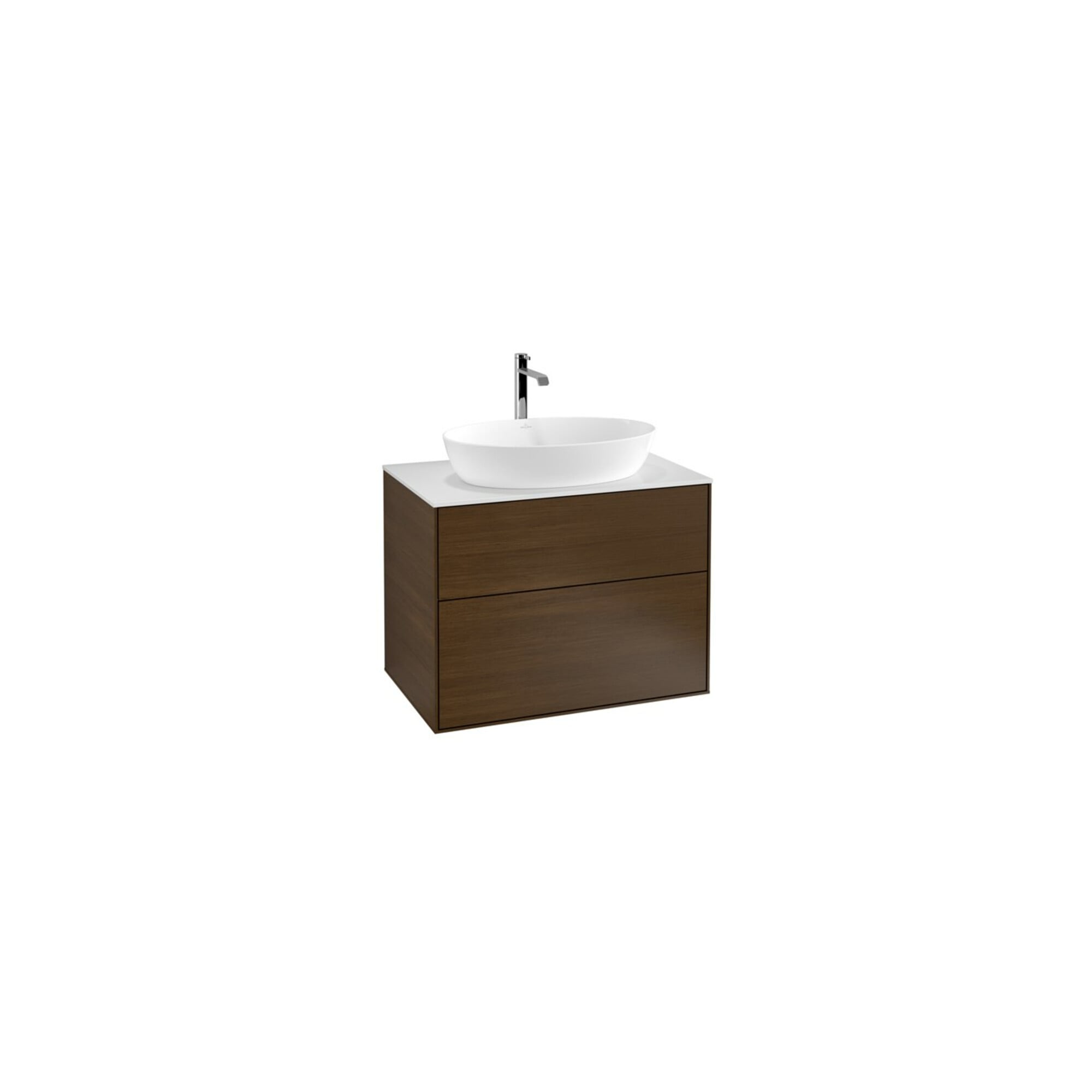 V&B Waschtischunterschrank Wandbeleuchtung Finion 80x60,3cm, Abd.-Pl. wh. m, Walnut veneer ; Villeroy & Boch