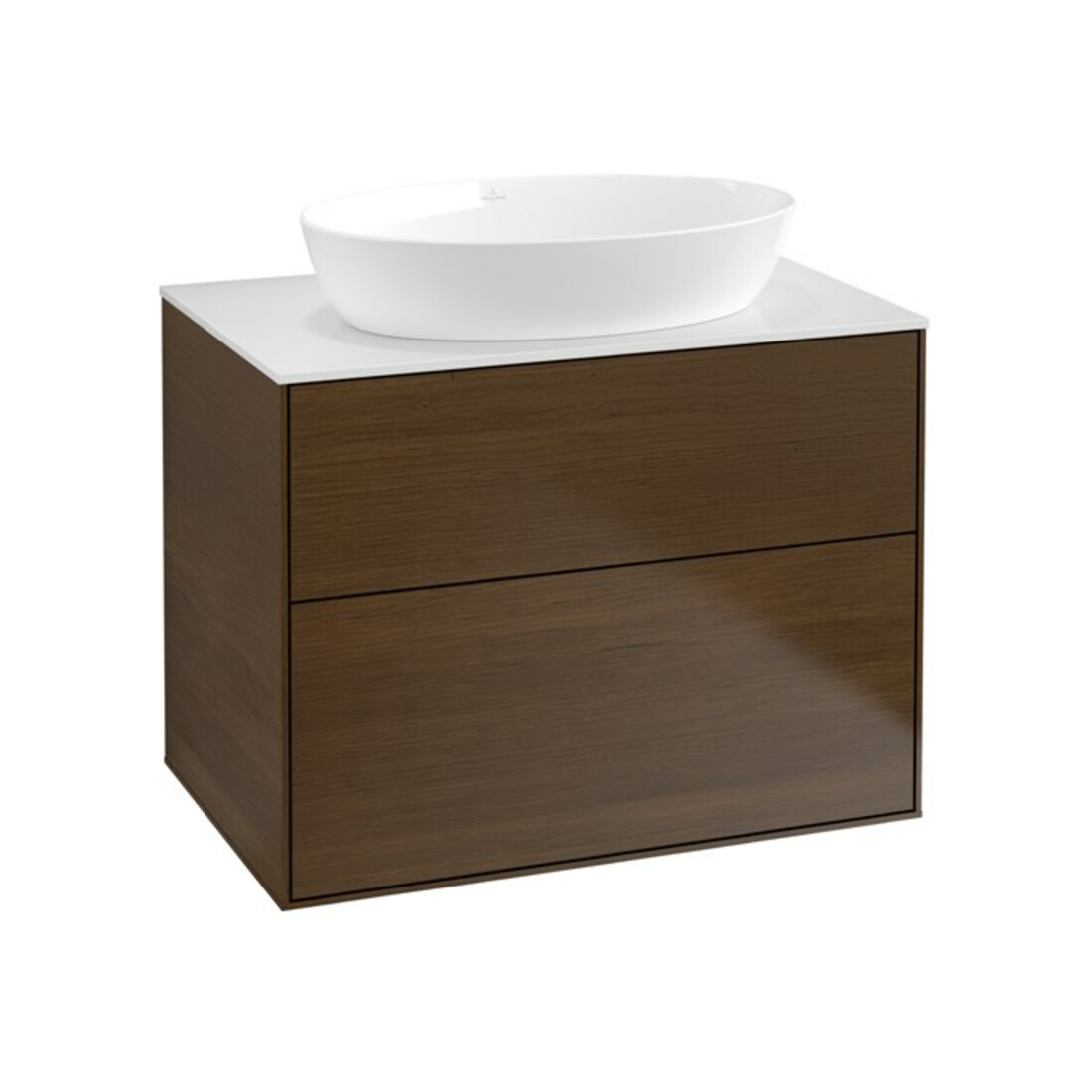 V&B Waschtischunterschrank Wandbeleuchtung Finion 80x60,3cm, Abd.-Pl. wh. m, Walnut veneer