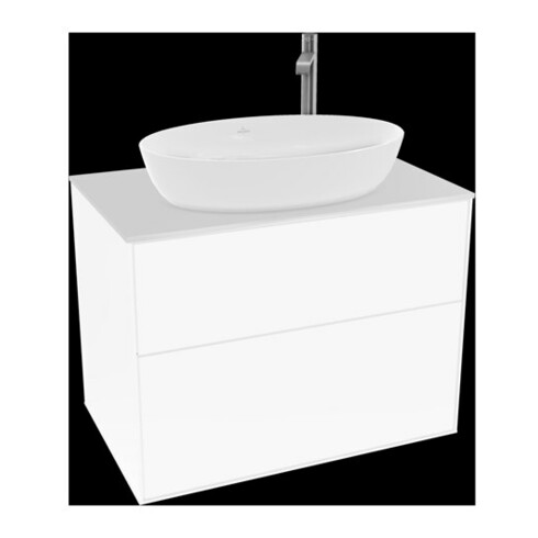 V&B Waschtischunterschrank Wandbeleuchtung Finion 80x60,3cm, Abd.-Pl. wh. m, wh. m lacquer