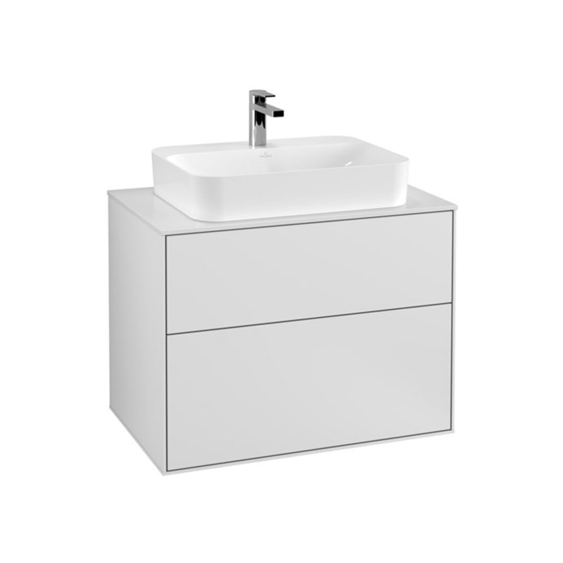 V&B Waschtischunterschrank Wandbeleuchtung Finion 80x60,3cm, Abd.-Pl. wh. m, wh. m lacquer