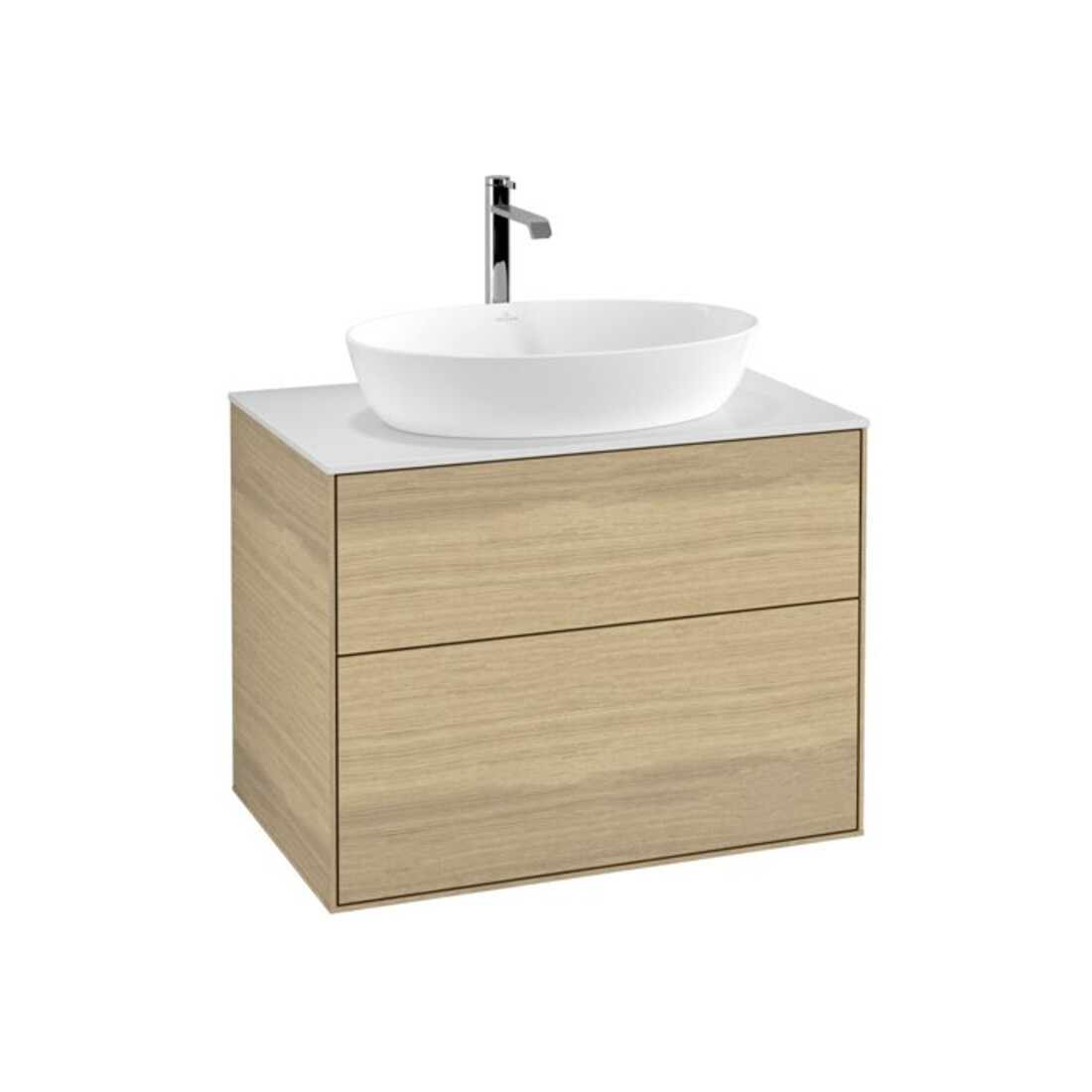 V&B Waschtischunterschrank Wandbeleuchtung Finion 80x60,3cm, Abd.-Pl. wh. matt, Oak Veneer