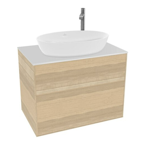 V&B Waschtischunterschrank Wandbeleuchtung Finion 80x60,3cm, Abd.-Pl. wh. matt, Oak Veneer