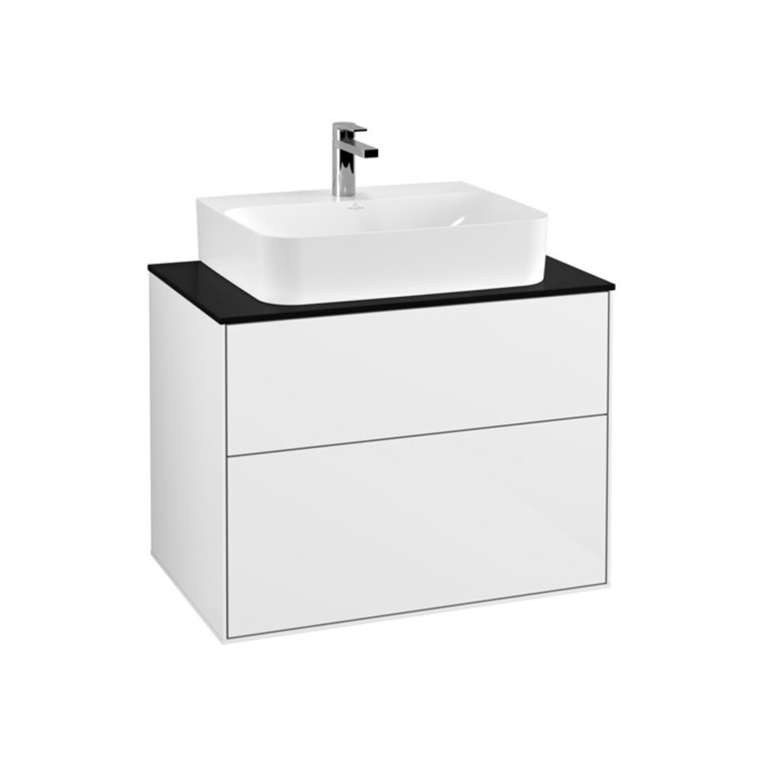 V&B Waschtischunterschrank Wandbeleuchtung Finion 80x60,3x50,1cm, Pl bla m, glo wh. Lac