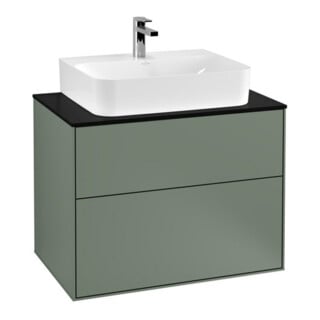 V&B Waschtischunterschrank Wandbeleuchtung Finion 80x60,3x50,1cm, Pl bla m, Oli. m Lac