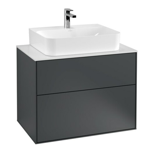 V&B Waschtischunterschrank Wandbeleuchtung Finion 80x60,3x50,1cm, Pl wh. m, md bl. m Lac