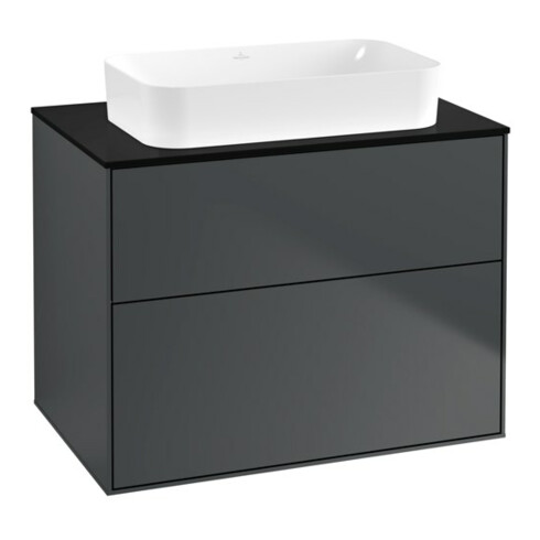 V&B Waschtischunterschrank Wandbeleuchtung Finion 80x60,3x50,1mm, Gl. bla m, md bl. m Lac