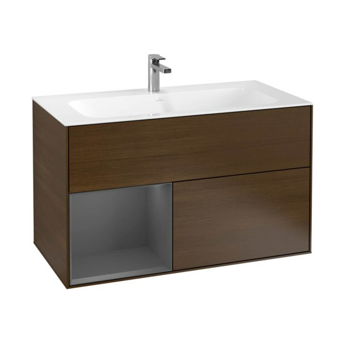 V&B Waschtischunterschrank Wandbeleuchtung Finion 99,6x59,1cm, Reg li Anthrac. m, wal ven