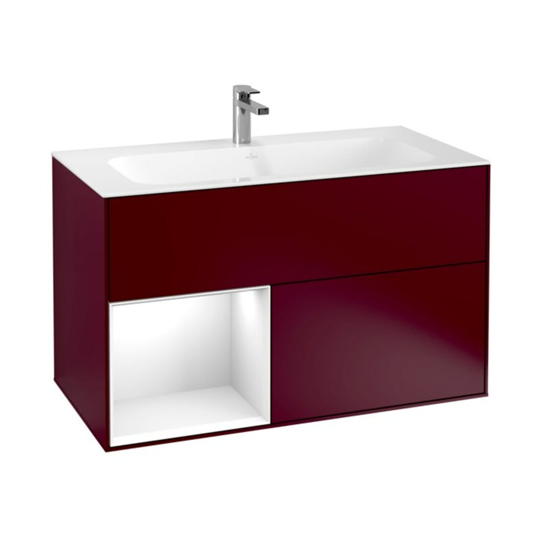 V&B Waschtischunterschrank Wandbeleuchtung Finion 99,6x59,1cm, Reg li glo wh. Lac, Peo m