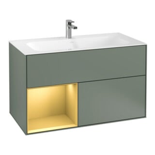 V&B Waschtischunterschrank Wandbeleuchtung Finion 99,6x59,1cm, Reg li gol m, Oli. m Lac