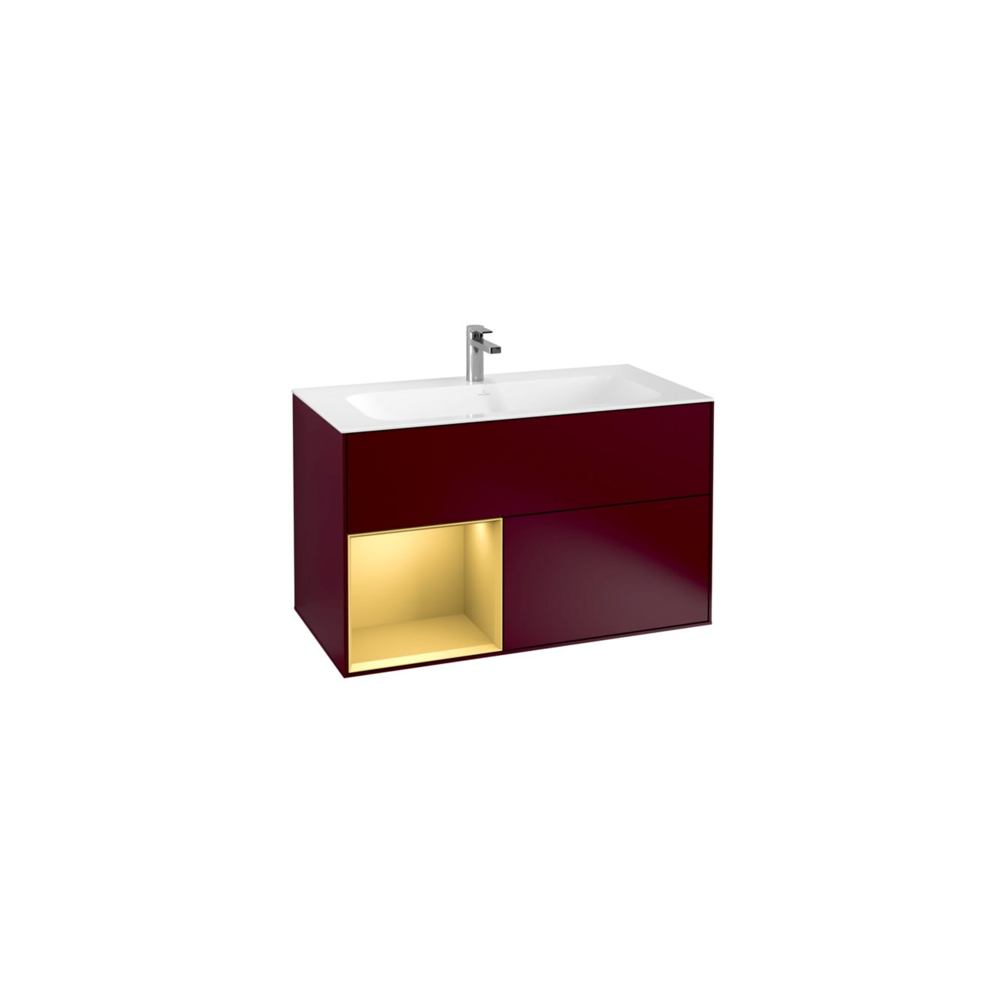 V&B Waschtischunterschrank Wandbeleuchtung Finion 99,6x59,1cm, Reg li gol matt, Peony Matt ; Villeroy & Boch